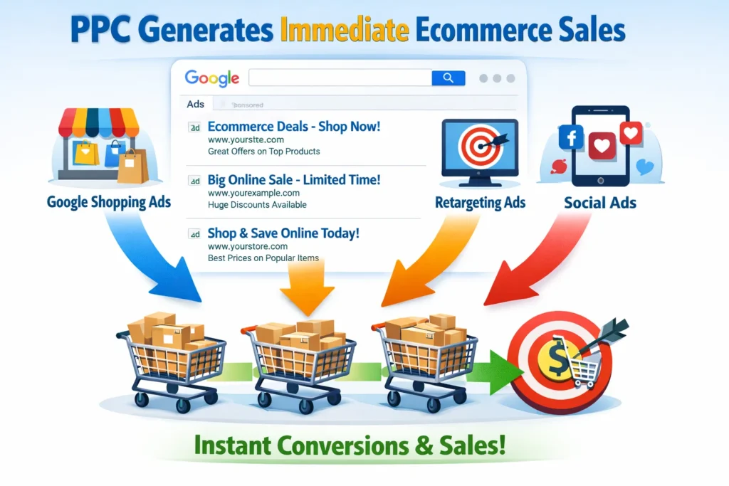 ecommerce ppc advertising traffic and sales funnel