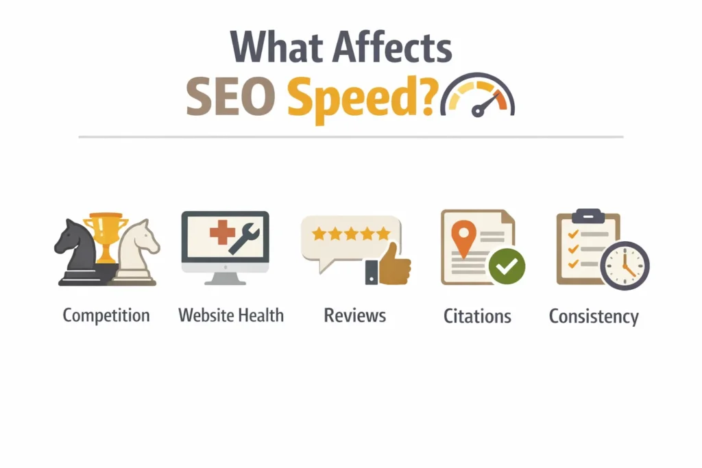 factors affecting local seo timeline competition reviews website health