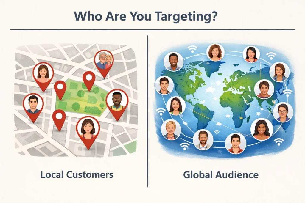 local vs global audience targeting seo strategy comparison