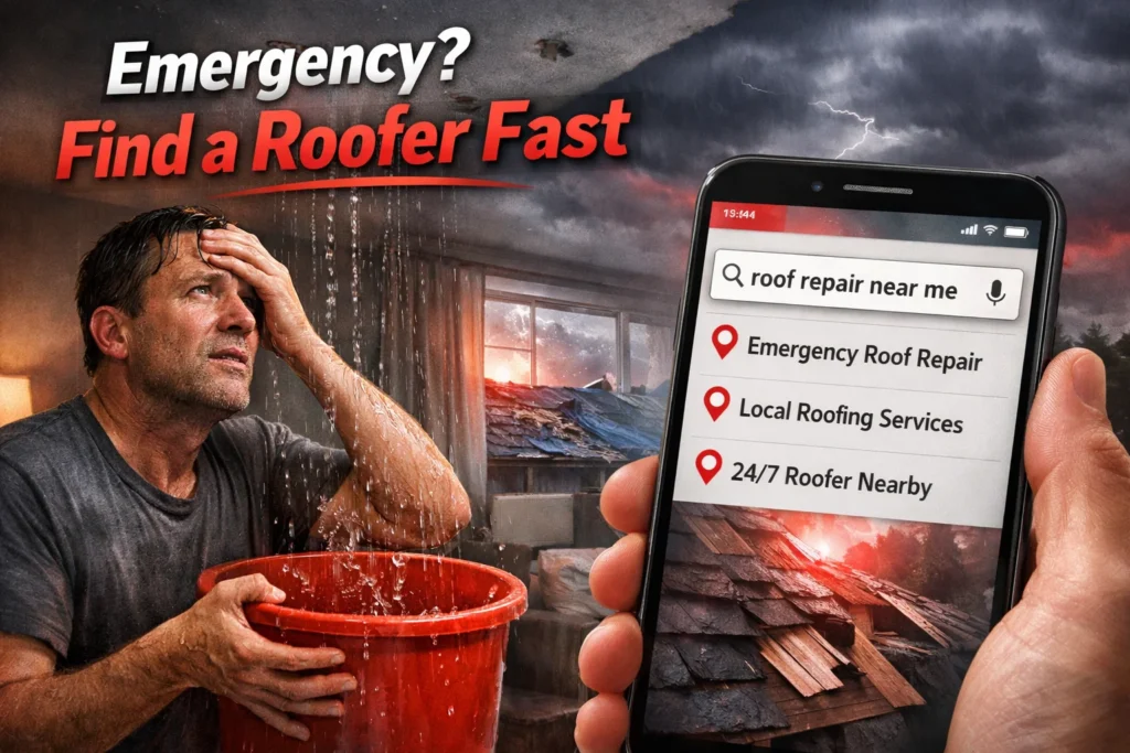 homeowner searching roof repair near me high intent local search