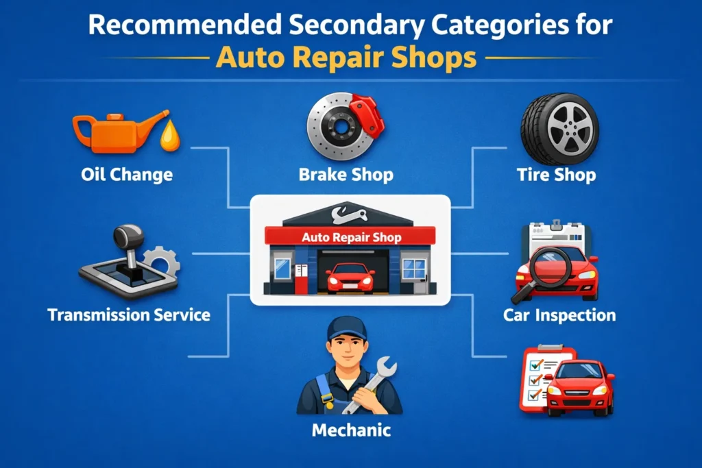 secondary google business profile categories auto repair shop