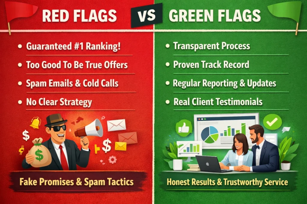 seo red flags vs green flags comparison local seo agency