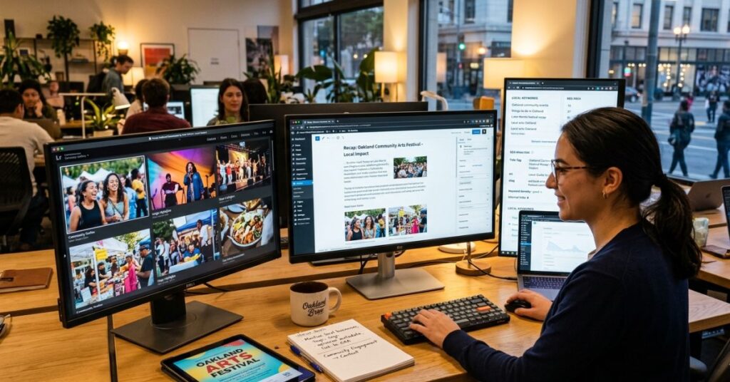 marketer writing blog content about a local community event with event photos