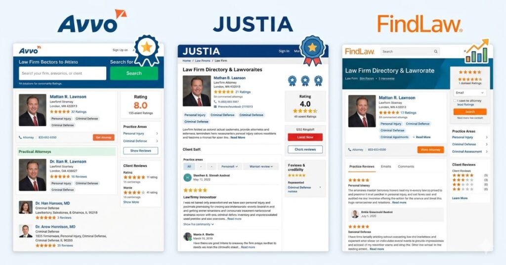 Lawyer profile listed on Avvo, Justia, and FindLaw directories