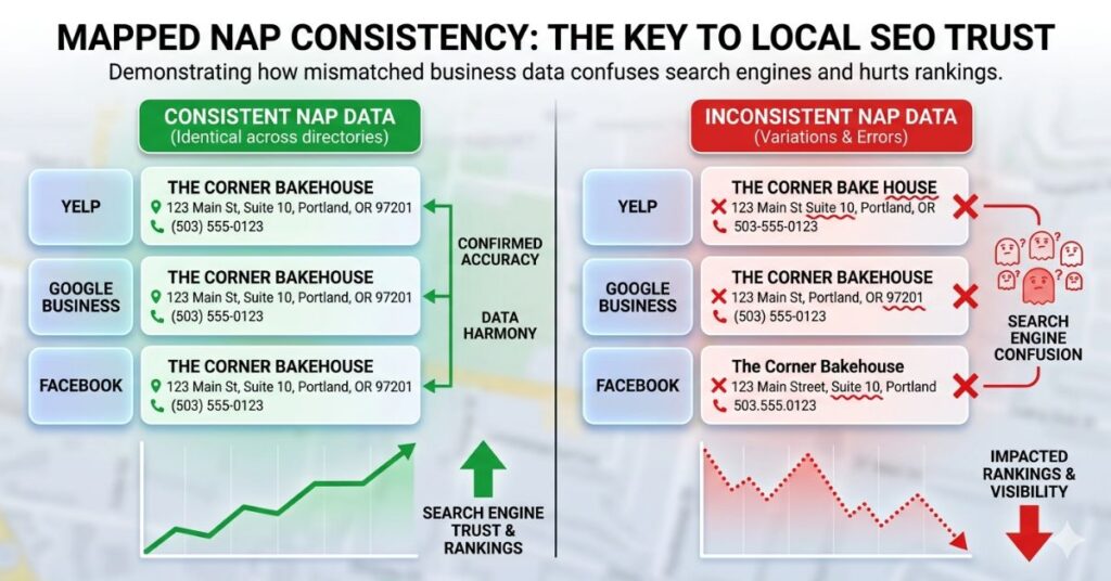 Side-by-side comparison of consistent and inconsistent NAP data