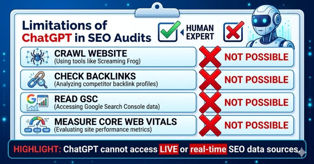 Missing data access in AI SEO tools