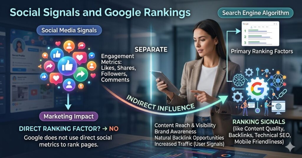 Google does not use likes and shares as direct ranking factors