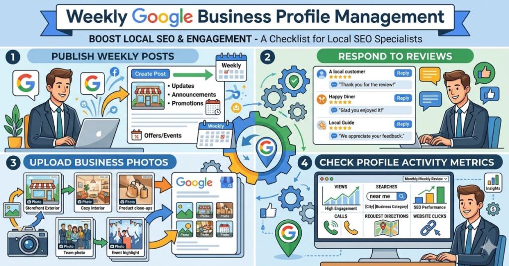 managing Google Posts reviews and profile activity for local SEO