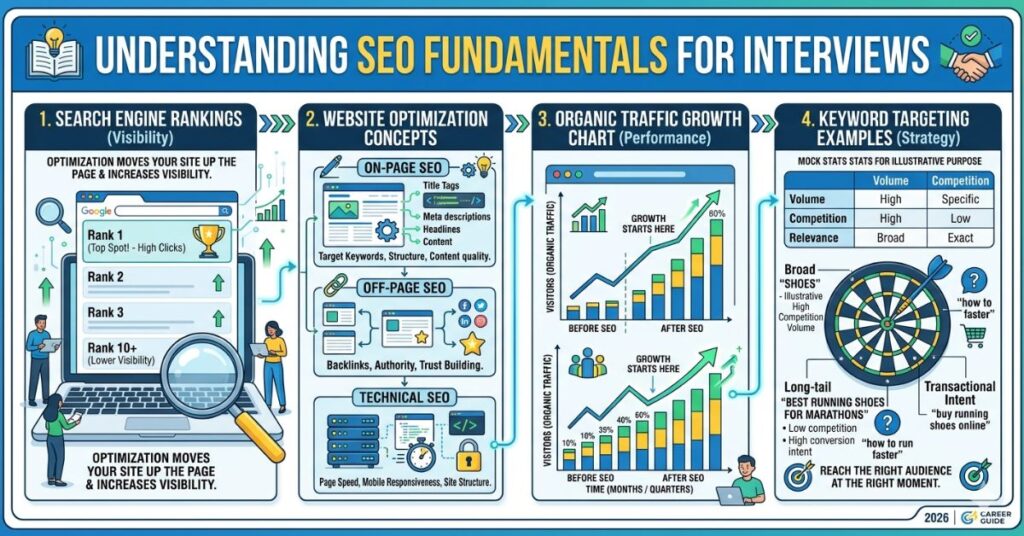Search engine optimization concepts explained for interview preparation