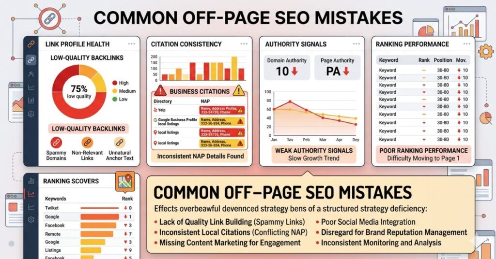 Poor off-page SEO strategies limiting search performance