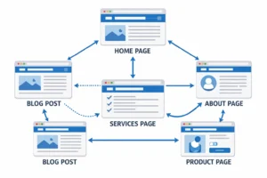 cross linking in SEO showing internal links between related website pages