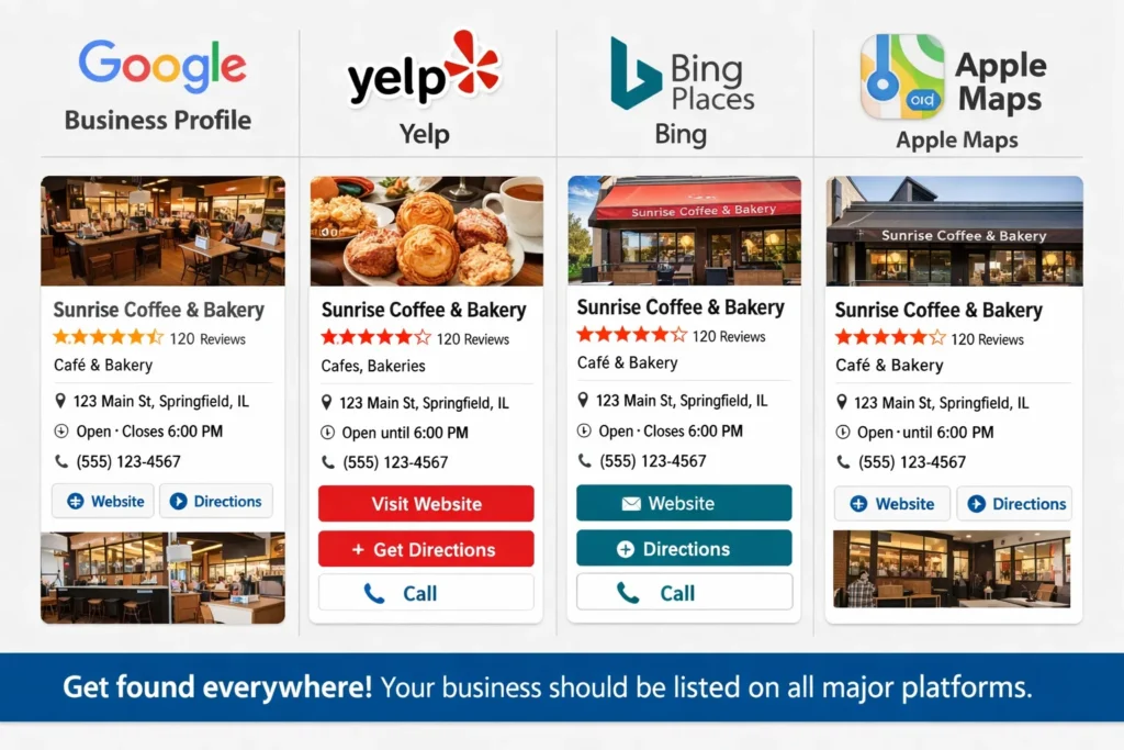 What Is the Local Listing in SEO? 7 examples of local listings including Google Business Profile Yelp and Bing Places