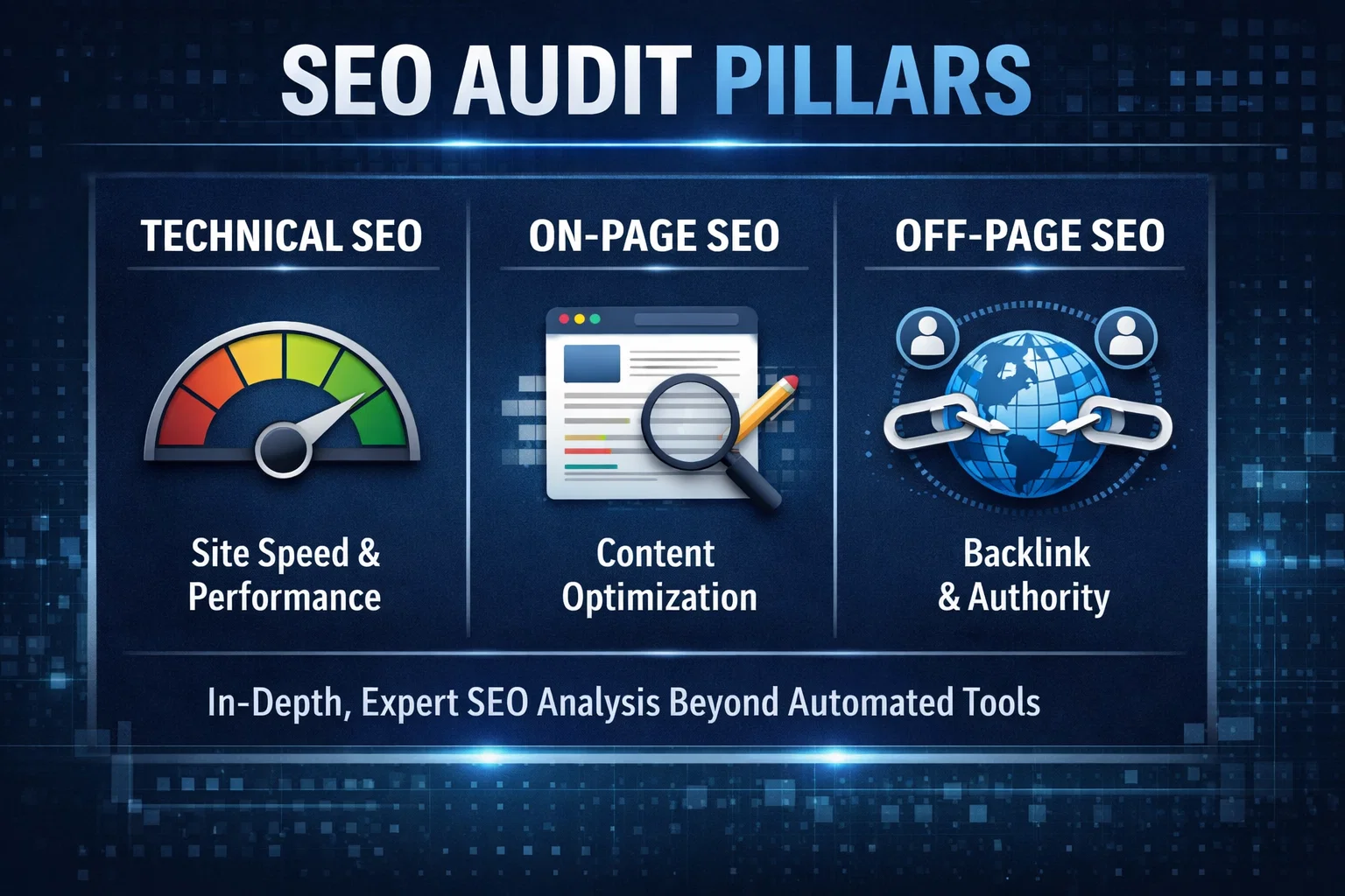 comprehensive SEO audit covering technical on-page and off-page SEO
