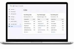 Google Search Console Links report showing backlinks and top linking sites