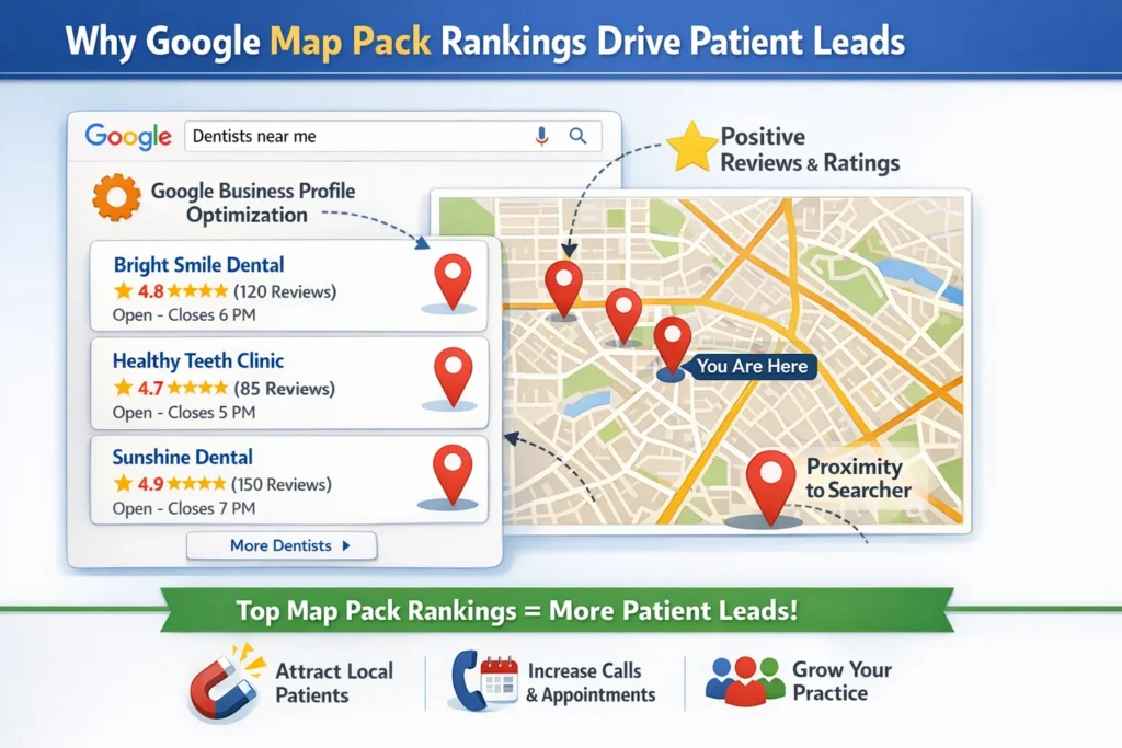 local seo for dentists google map pack