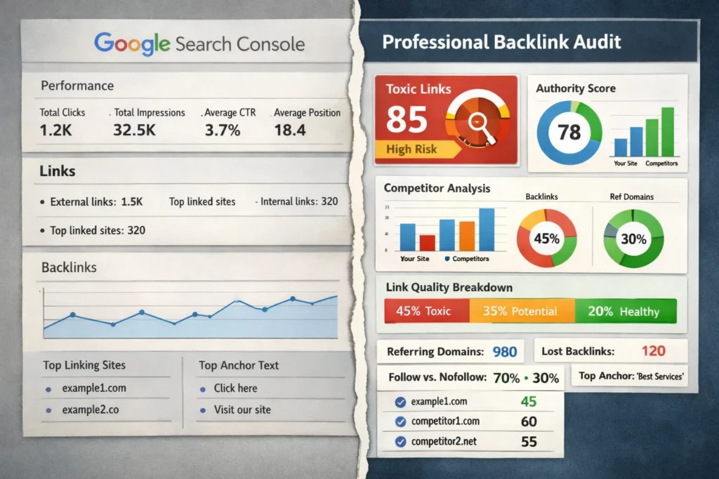 How to Check Backlinks in Google Search Console? 2 Professional backlink audit compared to Google Search Console limitations