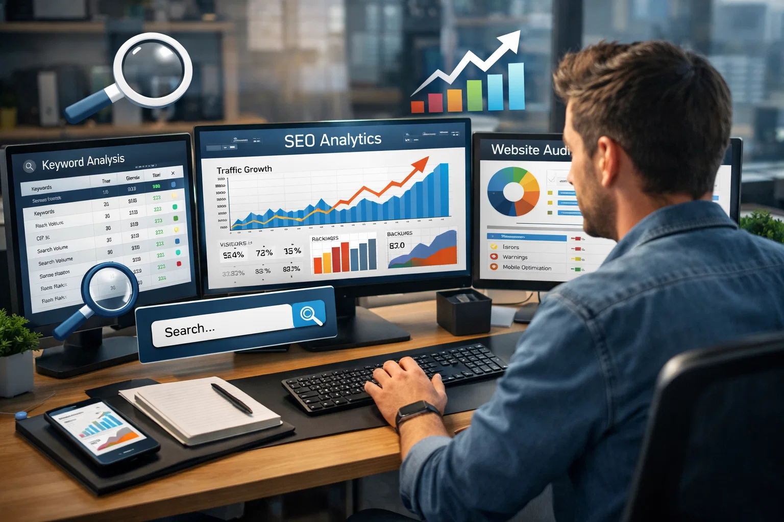 SEO company using tools and data to improve website search visibility