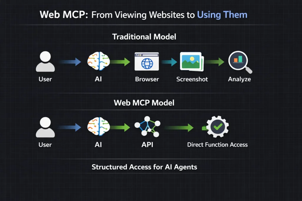 Web MCP Declarative API vs Imperative API technical comparison diagram