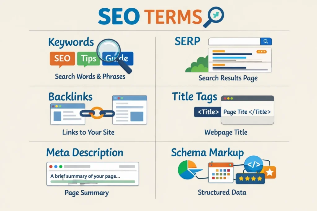 Visual explanation of common SEO terms and concepts