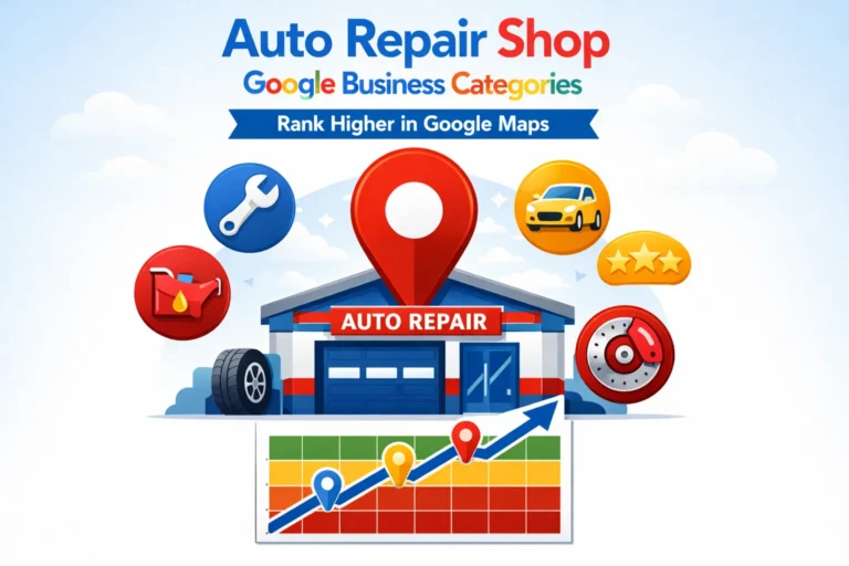 auto repair shop google business profile categories illustration