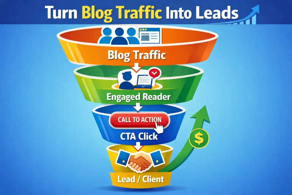 blog traffic conversion funnel illustration