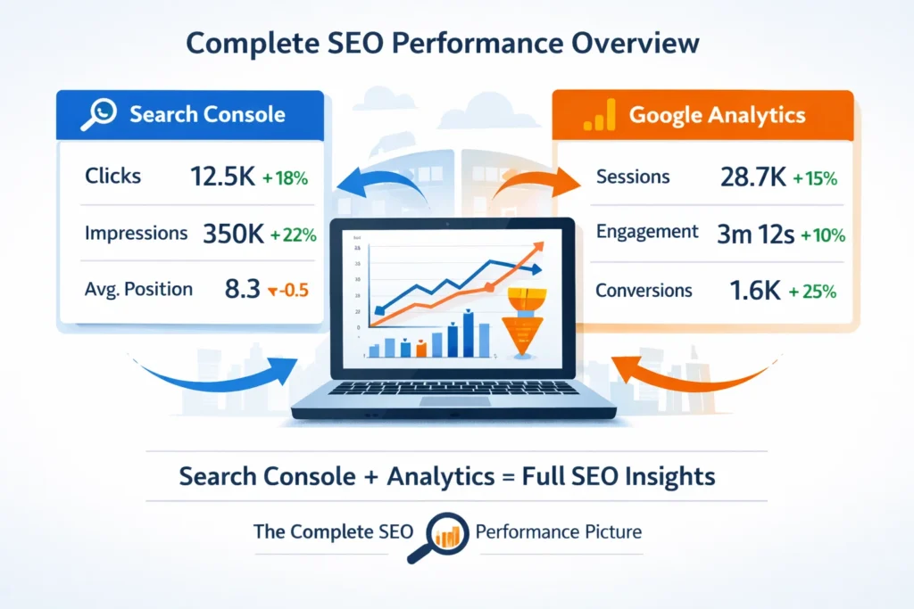 Using Google Search Console and Google Analytics together for SEO reporting