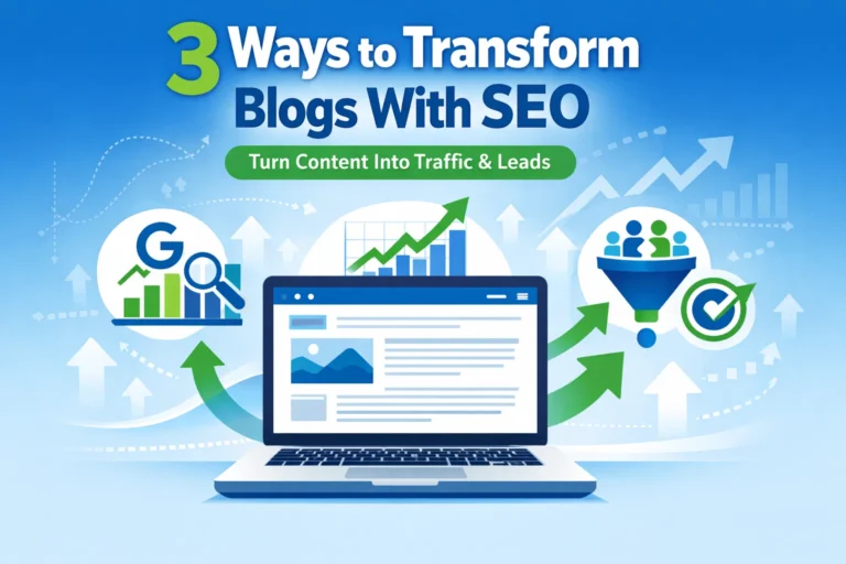 featured image showing how SEO transforms blogs into traffic and leads