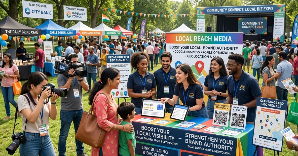 local business team participating in a community event for local SEO visibility
