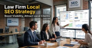 attorney reviewing law firm local SEO rankings and Google Business Profile performance