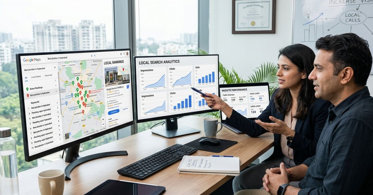 local business owner discussing SEO strategy with a local SEO expert