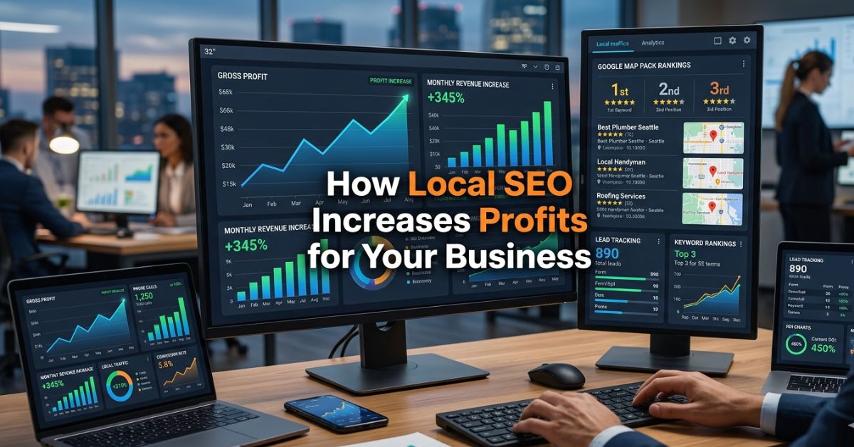 SEO dashboard showing local SEO driving business profit growth