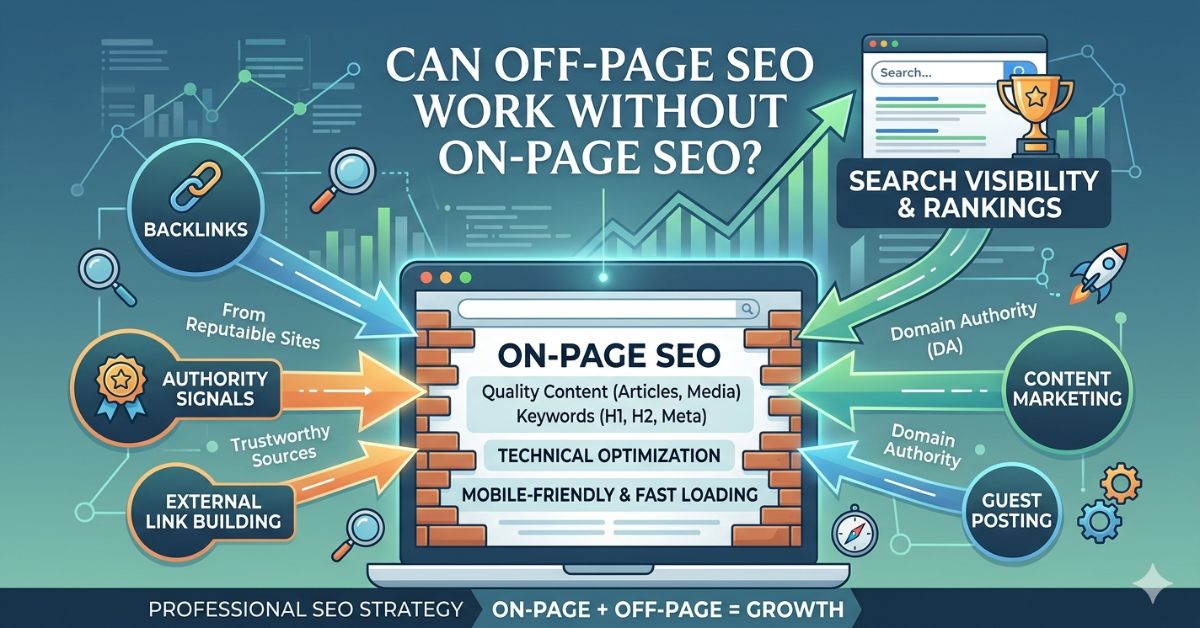 Relationship between on-page SEO and off-page SEO for rankings