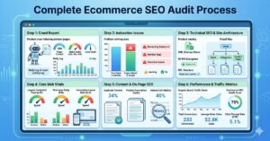 ecommerce SEO audit dashboard with analytics and crawl reports