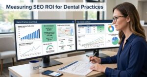 Dental practice tracking SEO ROI through patient acquisition and analytics
